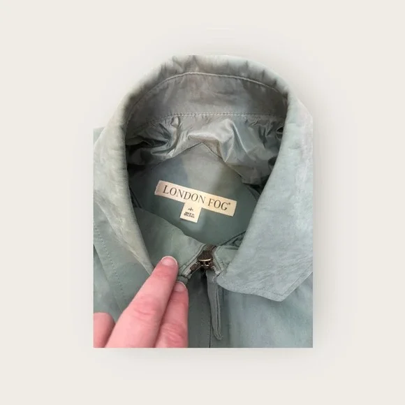 London Fog Spectator L Petite Women's Full Zip Jacket Sage Green Water Repellent - Picture 6 of 7
